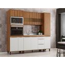 Ver imagem 1 de Cozinha Completa Modulada 288cm 4 Peças 10 Portas 3 Gavetas MDP Mel Branco - Clicklar