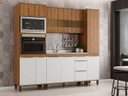 Ver imagem 1 de Cozinha Completa Modulada 288cm 4 Peças 10 Portas 3 Gavetas MDP Mel Branco - Clicklar