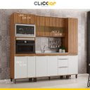 Ver imagem 2 de Cozinha Completa Modulada 288cm 4 Peças 10 Portas 3 Gavetas MDP Mel Branco - Clicklar