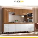Ver imagem 2 de Cozinha Completa Modulada 286cm 2 Peças 10 Portas 2 Gavetas Mdp Mel Branco - Clicklar