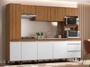 Ver imagem 1 de Cozinha Completa Modulada 286cm 2 Peças 10 Portas 2 Gavetas Mdp Mel Branco - Clicklar