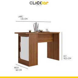 Cozinha Completa Modulada Ilha Gourmet 268/135cm 6 Peças 10 Portas 3 Gavetas MDP Mel Branco - Clicklar - 9
