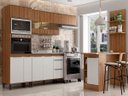 Ver imagem 1 de Cozinha Completa Modulada Ilha Gourmet 268/135cm 6 Peças 10 Portas 3 Gavetas MDP Mel Branco - Clicklar