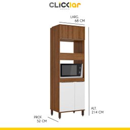 Cozinha Completa Modulada Ilha Gourmet 268/135cm 6 Peças 10 Portas 3 Gavetas MDP Mel Branco - Clicklar - 4