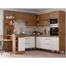 Cozinha de Canto Completa Modulada Ilha 232/247cm 9 Peças 14 Portas 4 Gavetas MDP Mel Branco - Clicklar - 1