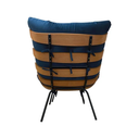 Ver imagem 3 de Poltrona Moderna Costela com Puff Apoio para Pés em Suede:azul