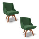 Ver imagem 1 de Kit 2 Cadeiras Estofadas Giratória para Sala de Jantar Lia Veludo Verde Esmeralda - Ibiza