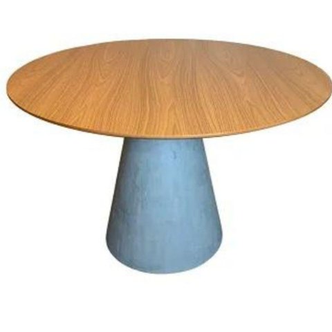 Mesa de Jantar Cone Cimento Queimado 110 Cm Tampo Freijó