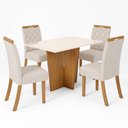 Ver imagem 2 de Mesa de Jantar 4 Lugares Artemis com Vidro Nature/off White/linho - Panorama Móveis