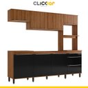 Ver imagem 2 de Cozinha Completa Compacta Paola 246cm 8 Portas 2 Gavetas Mdp Mel Preto - Clicklar