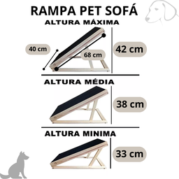 Rampa Antiderrapante Ajustável Regulável Madeira Maciça Gato Cachorro - 2