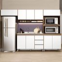 Ver imagem 1 de Cozinha Completa Modulada Bela 280cm 4 Peças 9 Portas 3 Gavetas Mdp Branco Avelã - Clicklar