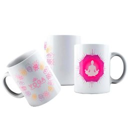 Caneca Cerâmica Símbolos Yoga Meditação Mudra Lotus Hatha - 1