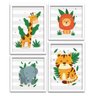 Conjunto Quadros Decorativos 4 peças Mini Safari - Moldura Branca - 1