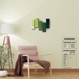 Paleta de Cores Verdes - Quadros ou Placas Modulares com 5 Peças - 2