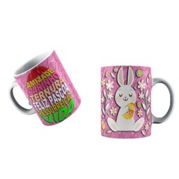 Caneca Personalizada Feliz Páscoa Significados - Coelho Tema Feminino - 1