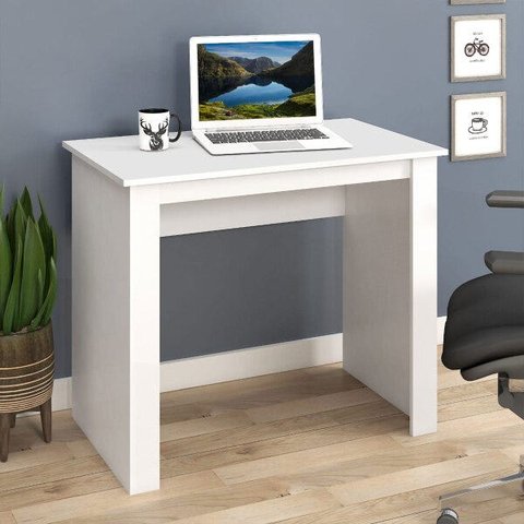 Mesa Escrivaninha Pequena 90cm para Computador Escritório Mdp Branco - Clicklar