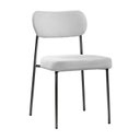 Ver imagem 1 de Cadeira para Sala de Jantar Tecido Bouclê Design Aço Carbono Lavinia Cinza/Preto