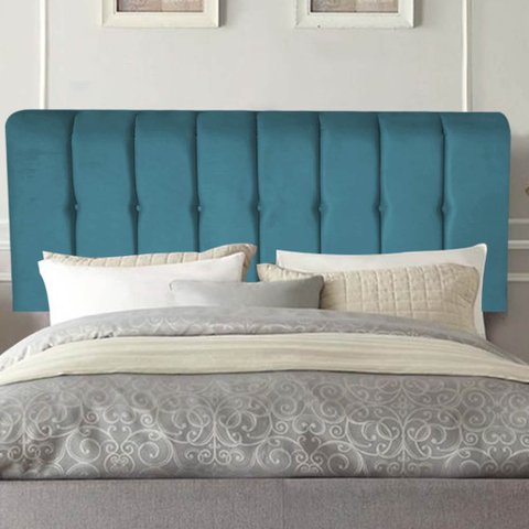 Painel Estofada Kiara 90cm Solteiro Box Quarto Suede Azul Turquesa - Gat Magazine