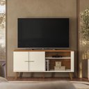 Ver imagem 6 de Rack Bancada Ilhéus Off White/Canela para TV até 55” - Mobler