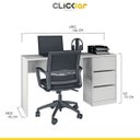 Ver imagem 4 de Kit Escritório Mesa Escrivaninha 3 Gavetas Estante 2 Portas Mdp Branco Fosco - Clicklar