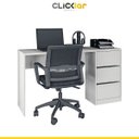 Ver imagem 2 de Kit Escritório Mesa Escrivaninha 3 Gavetas Estante 2 Portas Mdp Branco Fosco - Clicklar
