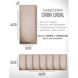 Kit 7 Cabeceiras de Cama Box Casal Estofada Modulada 1,40mx45cm - 6