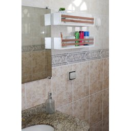 Prateleira Multiuso Nicho Auxiliar para Banheiro Porta Cosméticos de Mdf - 50 X10 Cm - Cedrinho - 4