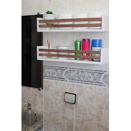 Prateleira Multiuso Nicho Auxiliar para Banheiro Porta Cosméticos de Mdf - 50 X10 Cm - Cedrinho - 2