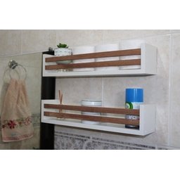 Prateleira Multiuso Nicho Auxiliar para Banheiro Porta Cosméticos de Mdf - 50 X10 Cm - Cedrinho - 1