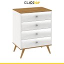 Ver imagem 2 de Cômoda Retrô Pé Palito 67 Cm 4 Gavetas Mdp Nogal Branco Lacca - Clicklar