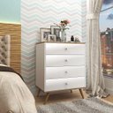 Ver imagem 1 de Cômoda Retrô Pé Palito 67 Cm 4 Gavetas Mdp Nogal Branco Lacca - Clicklar