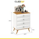 Ver imagem 3 de Cômoda Retrô Pé Palito 67 Cm 4 Gavetas Mdp Nogal Branco Lacca - Clicklar