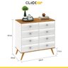Cômoda Retrô Pé Palito 90cm 8 Gavetas Mdp Nogal Branco Lacca - Clicklar - 3