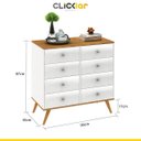 Ver imagem 3 de Cômoda Retrô Pé Palito 90cm 8 Gavetas Mdp Nogal Branco Lacca - Clicklar