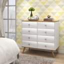 Ver imagem 1 de Cômoda Retrô Pé Palito 90cm 8 Gavetas Mdp Nogal Branco Lacca - Clicklar