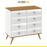 Cômoda Retrô Pé Palito 90cm 8 Gavetas Mdp Nogal Branco Lacca - Clicklar - 2