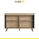 Ver imagem 4 de Aparador Buffet Balcão Retrô para Sala 135cm Viena Pé Palito Mdp Mel Preto Brilho - Clicklar