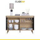 Ver imagem 3 de Aparador Buffet Balcão Retrô para Sala 135cm Viena Pé Palito Mdp Mel Preto Brilho - Clicklar