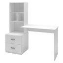 Ver imagem 1 de Mesa Computador Notebook Escrivaninha Estante Quarto Estudo 2 Gavetas 2 Prateleiras Branco