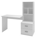 Ver imagem 6 de Mesa Computador Notebook Escrivaninha Estante Quarto Estudo 2 Gavetas 2 Prateleiras Branco