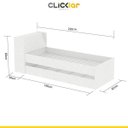 Ver imagem 3 de Cama Solteiro com Cama Auxiliar Bicama Cabeceira Baú 85x220 Cm Mdp Branco - Clicklar