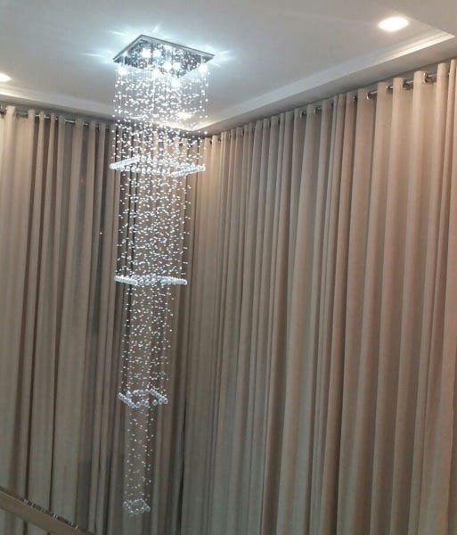 Lustre Em Cristais Para Sala De Jantar com 2 Metros de altura