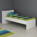 Ver imagem 1 de Cama Solteiro Com Cabeceira Báu 85x220 Cm MDP Branco - ClickLar