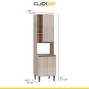 Ver imagem 3 de Armário Paneleiro Cozinha New 3 Portas 60 X 214 Cm Forno Mdp Nogueira Café Ps60 - Clicklar