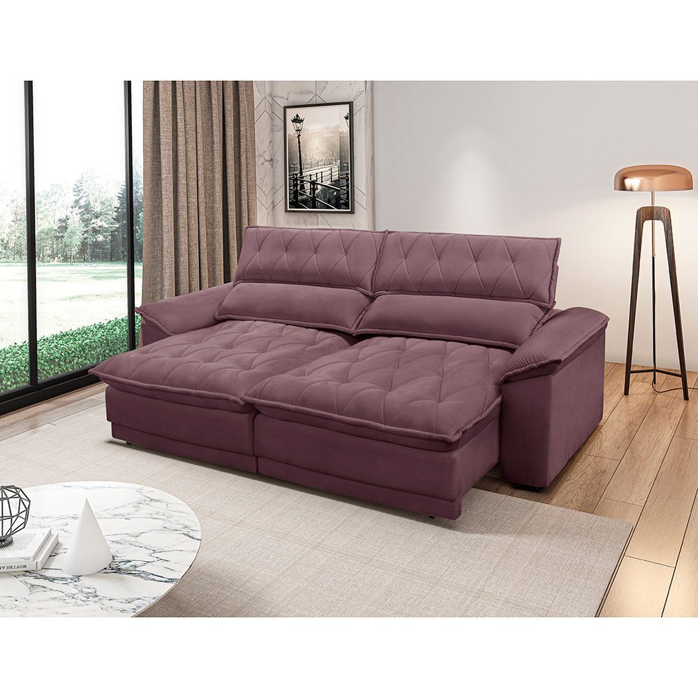 Sofá 2,48 Metros Retrátil e Reclinável Gralha Azul 3 Lugares