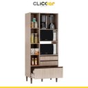 Ver imagem 2 de Armário Paneleiro Cozinha New 4 Portas 3 Gavetas 93 x 214cm Fornos MDP Nogueira Café Pt90 - Clicklar