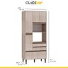Armário Paneleiro Cozinha New 4 Portas 3 Gavetas 93 x 214cm Fornos MDP Nogueira Café Pt90 - Clicklar - 3