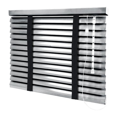 Persiana Horizontal - 1,00m Larg X 2,50m Alt - Alumínio 50mm com Fita Decorativa - Cor: Prata - Fita