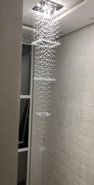 Lustre em Cristais para Sala de Jantar com 2 Metros com Bolinha de 30mm